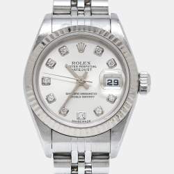 Rolex Silver 18K White Gold Stainless Steel Diamond Datejust 79174 Women's Wristwatch 26 mm