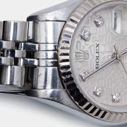 Pre Owned Rolex Silver Jubilee 18K White Gold Stainless Steel Diamond Datejust 79174 Women's Wristwatch 26 mm