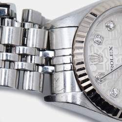 Pre Owned Rolex Silver Jubilee 18K White Gold Stainless Steel Diamond Datejust 79174 Women's Wristwatch 26 mm