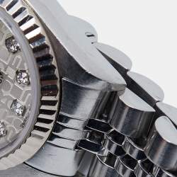 Pre Owned Rolex Silver Jubilee 18K White Gold Stainless Steel Diamond Datejust 79174 Women's Wristwatch 26 mm