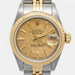 Pre Owned Rolex Champagne 18K Yellow Gold Stainless Steel Datejust 69173 Women's Wristwatch 26 mm