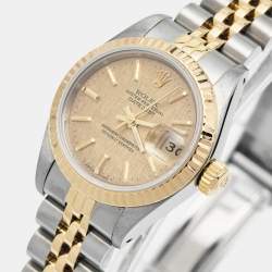 Pre Owned Rolex Champagne 18K Yellow Gold Stainless Steel Datejust 69173 Women's Wristwatch 26 mm