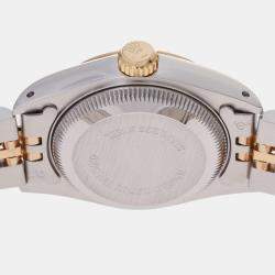 Pre Owned Rolex White 18k Yellow Gold And Stainless Steel Datejust 69173 Automatic Women's Wristwatch 26 mm