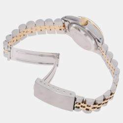 Pre Owned Rolex White 18k Yellow Gold And Stainless Steel Datejust 69173 Automatic Women's Wristwatch 26 mm