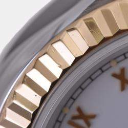 Pre Owned Rolex White 18k Yellow Gold And Stainless Steel Datejust 69173 Automatic Women's Wristwatch 26 mm