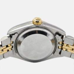 Pre Owned Rolex Champagne Diamond 18k Yellow Gold And Stainless Steel Datejust 69173 Automatic Women's Wristwatch 26 mm