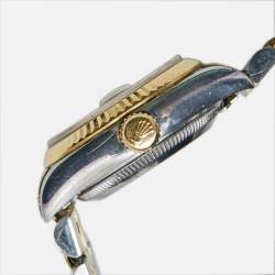 Pre Owned Rolex Champagne Diamond 18k Yellow Gold And Stainless Steel Datejust 69173 Automatic Women's Wristwatch 26 mm