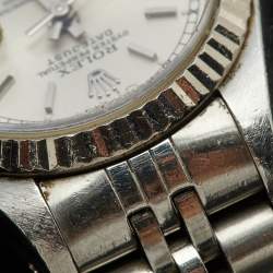 مملوكة مسبقًا Rolex Silver 18K White Gold And Stainless Steel Datejust 69174 Women's Wristwatch 26 mm