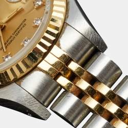 Rolex Champagne Diamond 18k Yellow Gold And Stainless Steel Datejust 69173 Automatic Women's Wristwatch 26 mm