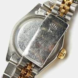 Pre Owned Rolex Champagne 18K Yellow Gold And Stainless Steel Datejust 69173 Women's Wristwatch 26 mm