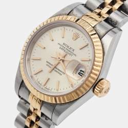 Pre Owned Rolex Silver 18K Yellow Gold And Stainless Steel Datejust 69173 Women's Wristwatch 26 mm