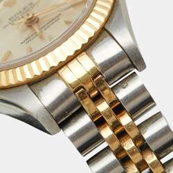 Pre Owned Rolex Silver 18K Yellow Gold And Stainless Steel Datejust 69173 Women's Wristwatch 26 mm