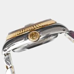 Pre Owned Rolex Champagne 18K Yellow Gold And Stainless Steel Datejust 69173 Women's Wristwatch 26 mm