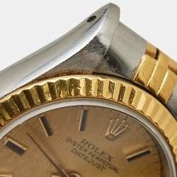 Pre Owned Rolex Champagne 18K Yellow Gold And Stainless Steel Datejust 69173 Women's Wristwatch 26 mm