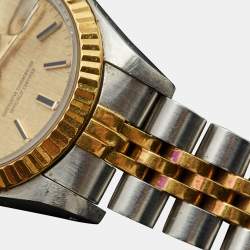 Pre Owned Rolex Champagne 18K Yellow Gold And Stainless Steel Datejust 69173 Women's Wristwatch 26 mm