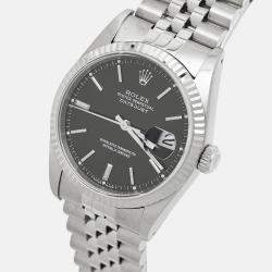 مملوكة مسبقًا Rolex Black 18K White Gold & Stainless Steel Datejust 16234 Men's Wristwatch 36 mm