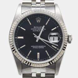 مملوكة مسبقًا Rolex Black 18K White Gold & Stainless Steel Datejust 16234 Men's Wristwatch 36 mm