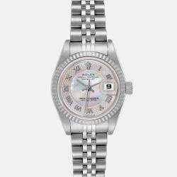 Rolex Datejust Steel White Gold Decorated Mother Of Pearl Ladies Watch 79174 26 mm