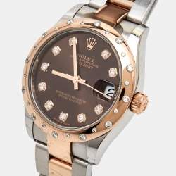 Pre Owned Rolex Chocolate 18K Everose Gold Oystersteel Diamond Datejust M278341RBR-0027 Women's Wristwatch 31 mm
