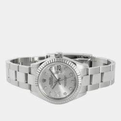 Rolex Silver Diamond 18k White Gold And Stainless Steel Datejust 279174 Automatic Women's Wristwatch 28 mm