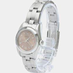 مملوكة مسبقًا Rolex Orange Stainless Steel Oyster Perpetual 76080 Automatic Women's Wristwatch 24 mm