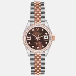 Rolex Datejust 28 Steel Rolesor Rose Gold Diamond Ladies Watch 279381  