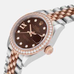 Rolex Datejust 28 Steel Rolesor Rose Gold Diamond Ladies Watch 279381  