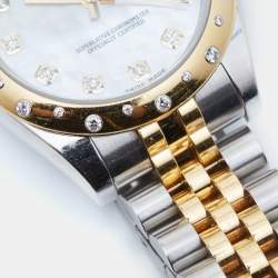 Pre Owned Rolex Mother Of Pearl Diamond 18K Yellow Gold Stainless Steel Datejust 178343 Women's Wristwatch 31 mm