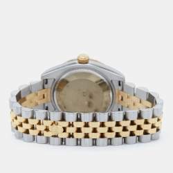Pre Owned Rolex Mother Of Pearl Diamond 18K Yellow Gold Stainless Steel Datejust 178343 Women's Wristwatch 31 mm