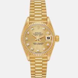 Rolex Datejust President Diamond Dial Yellow Gold Ladies Watch 69178 26 mm
