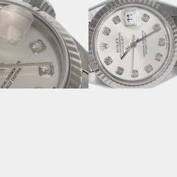 Rolex Silver 18k White Gold Stainless Steel Diamond Datejust 79174 Automatic Women's Wristwatch 26 mm
