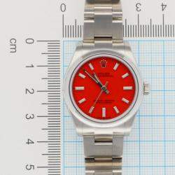 Rolex Red Stainless Steel Oyster Perpetual 277200 Automatic Women's Wristwatch 30 mm
