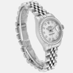 Rolex Datejust 26 Steel White Gold Sunburst Dial Diamond Ladies Watch 179384 26 mm