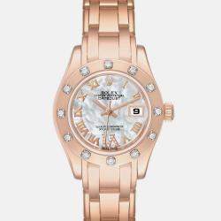 Rolex Pearlmaster Mother of Pearl Dial Rose Gold Diamond Ladies Watch 80315 29 mm