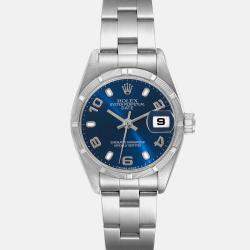 Rolex Date Blue Dial Steel Ladies Watch 69190 26 mm