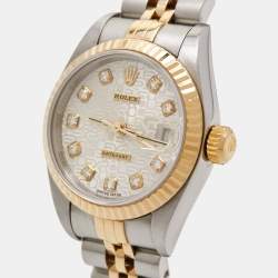 مملوكة مسبقًا Rolex Silver 18k Yellow Gold And Stainless Steel Datejust 79173 Automatic Women's Wristwatch 26 mm