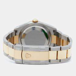 Pre Owned Rolex Black Diamond 18k Yellow Gold Stainless Steel Datejust 126203 Women's Wristwatch 36 mm 