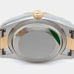 Pre Owned Rolex Black Diamond 18k Yellow Gold Stainless Steel Datejust 126203 Women's Wristwatch 36 mm 