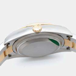 Pre Owned Rolex Black Diamond 18k Yellow Gold Stainless Steel Datejust 126203 Women's Wristwatch 36 mm 