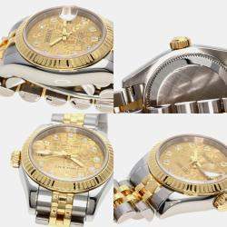 Rolex Champagne 18k Yellow Gold Stainless Steel Diamond Datejust 179173 Automatic Women's Wristwatch 33 mm