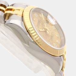 Rolex Champagne 18k Yellow Gold Stainless Steel Diamond Datejust 179173 Automatic Women's Wristwatch 33 mm