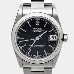 Pre Owned Rolex Black Stainless Steel Datejust 78240 Women's Wristwatch 31 mm