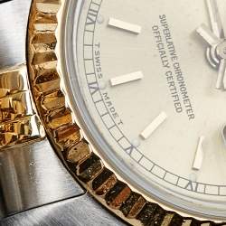 Pre Owned Rolex Champgne 18k Yellow Gold Stainless Steel Datejust 69173 Women's Wristwatch 26 mm