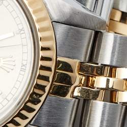 Pre Owned Rolex Champgne 18k Yellow Gold Stainless Steel Datejust 69173 Women's Wristwatch 26 mm