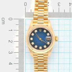 Rolex Blue 18k Yellow Gold Diamond Datejust 69178 Automatic Women's Wristwatch 26 mm