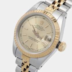 Rolex Champagne 18k Yellow Gold Stainless Steel Datejust 69173 Women's Wristwatch 26 mm