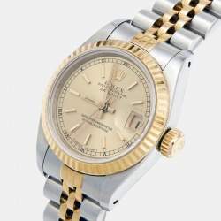 Rolex Champagne 18k Yellow Gold Stainless Steel Datejust 69173 Women's Wristwatch 26 mm