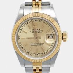 Rolex Champagne 18k Yellow Gold Stainless Steel Datejust 69173 Women's Wristwatch 26 mm