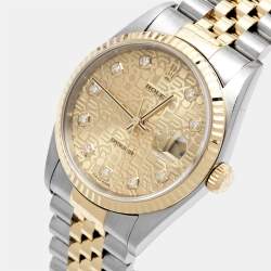 Rolex Champagne Jubilee Diamond 18K Yellow Gold Stainless Steel Datejust 16233 Women's Wristwatch 36 mm
