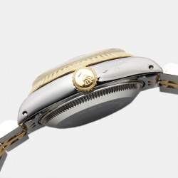 Pre Owned Rolex Champagne 18k Yellow Gold Stainless Steel Datejust 69173 Women's Wristwatch 26 mm